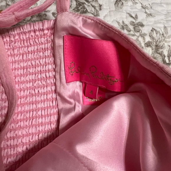 Lilly Pulitzer Willalynn Stretch Bow Dress Conch Shell Pink Jacquard - Picture 5 of 7